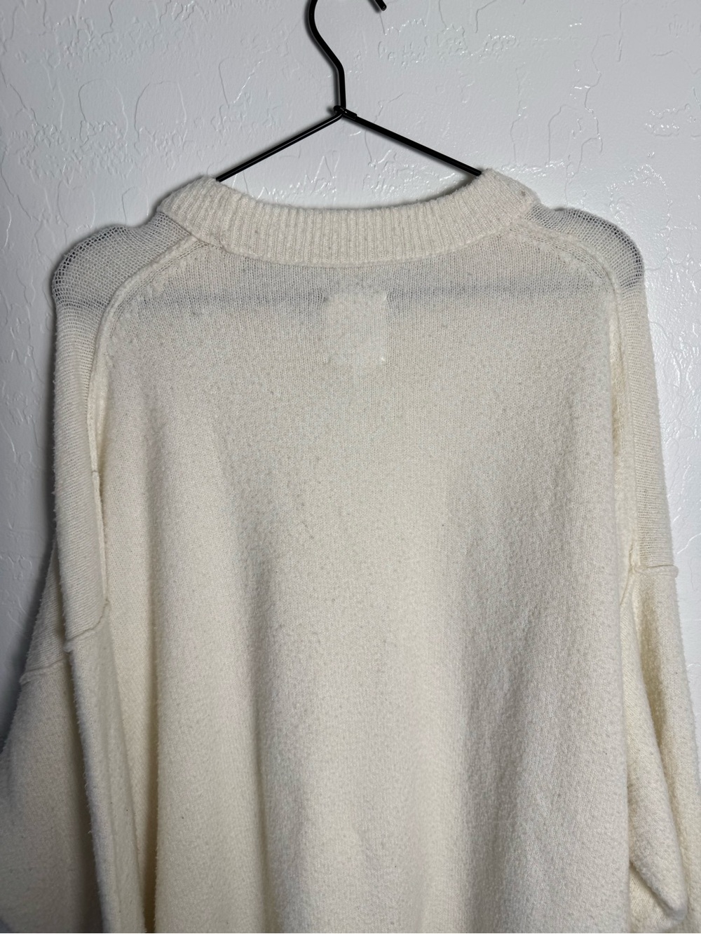 Aerie Cream Cozy Oversized Crew Neck Knit Sweater Size XL Slouchy Drop Shoulder - Picture 8 of 10